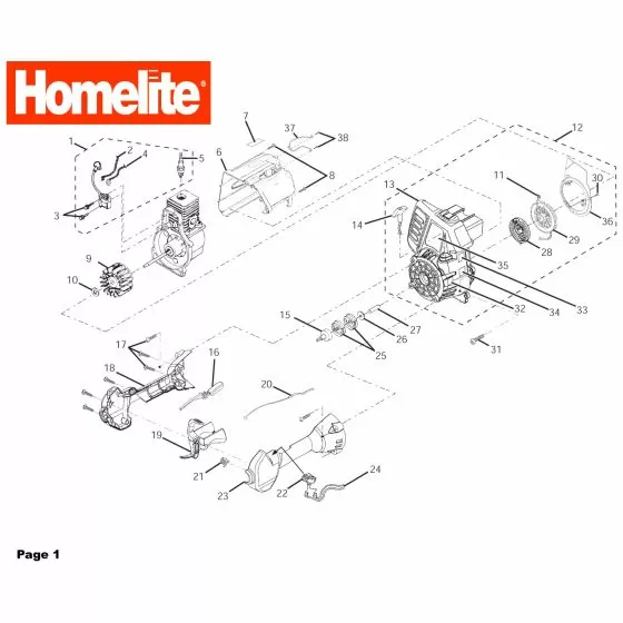 Homelite F3045 Spare Parts List Type: 1000087521