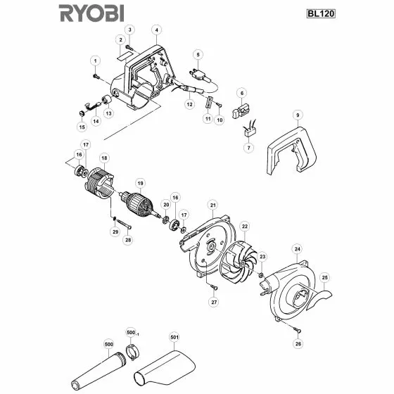 Buy A Ryobi BL120 Spare part or Replacement part for Your Blower and Fix Your Machine Today