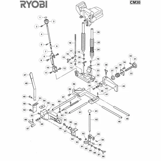 Ryobi CM30 Spare Parts List Type: 1000078702