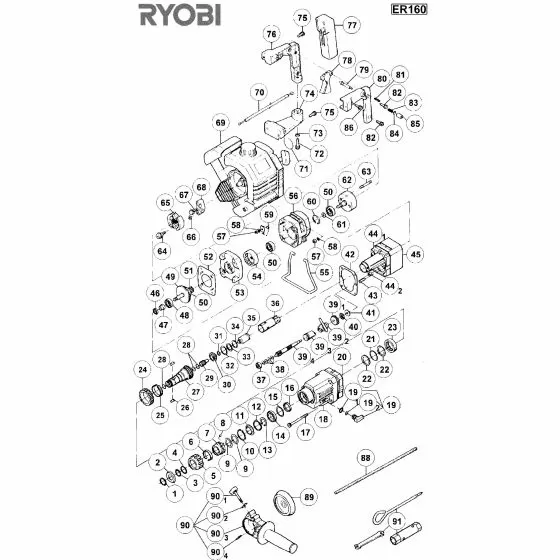 Ryobi ER160 Spare Parts List Type: 1000059585