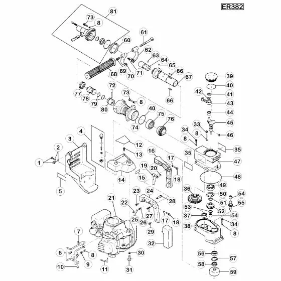 Ryobi ER382 Spare Parts List Type: 1000018731