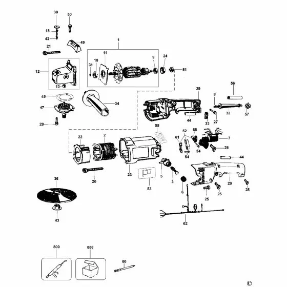 Dewalt DW849 Spare Parts List Type 2-2A
