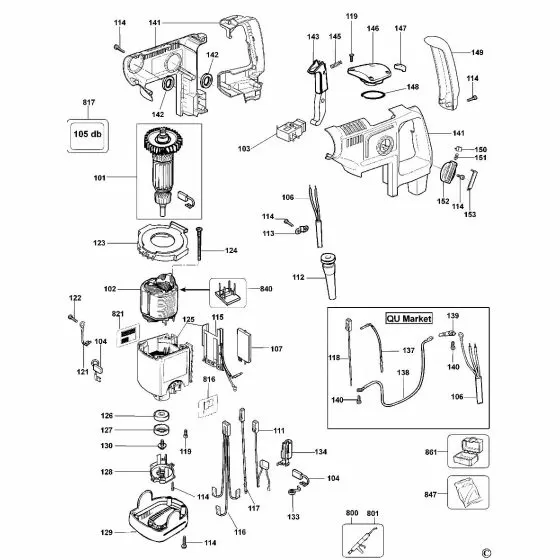 Dewalt D25901K Spare Parts List Type 1