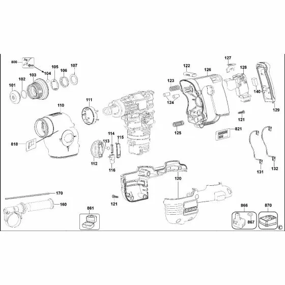 Dewalt D25501K Spare Parts List Type 1