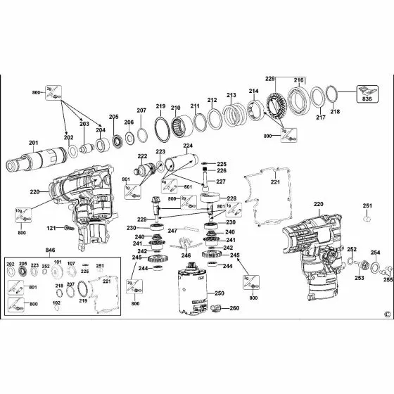 Dewalt D25601K Spare Parts List Type 1