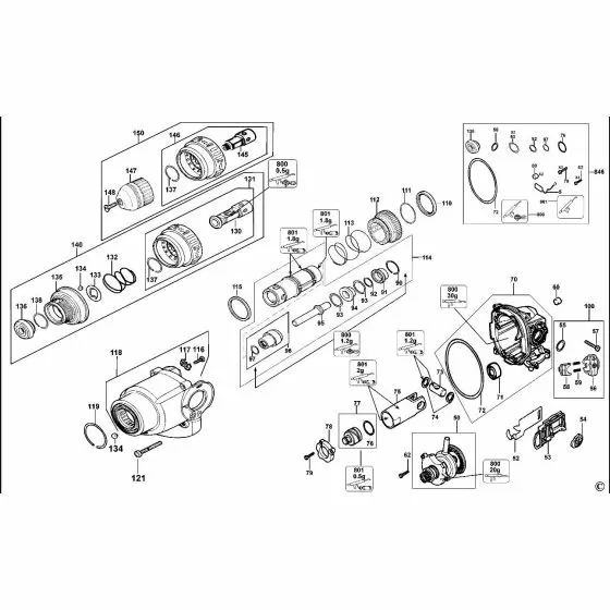 Dewalt D25900K Spare Parts List Type 1