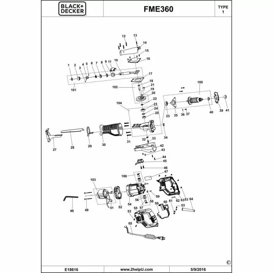 Stanley FME360 Spare Parts List Type 1
