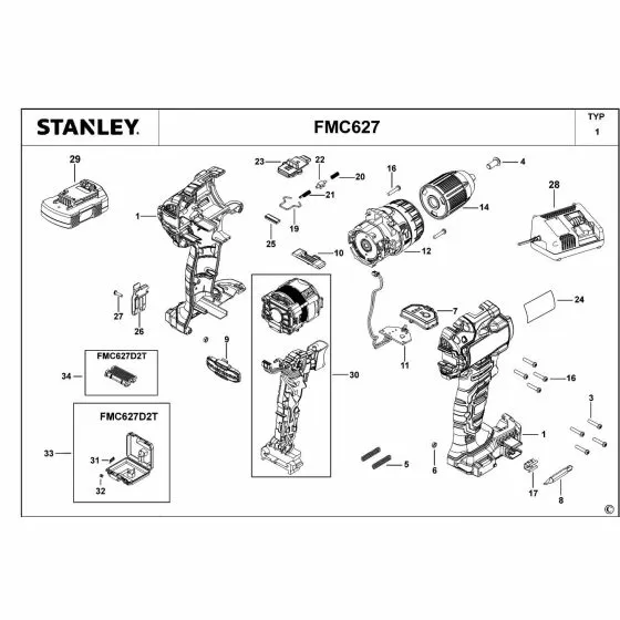 Stanley FMC627 NUT 90556571 Spare Part Type 1