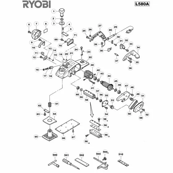 Buy A Ryobi L580A Spare part or Replacement part for Your Planer and Fix Your Machine Today