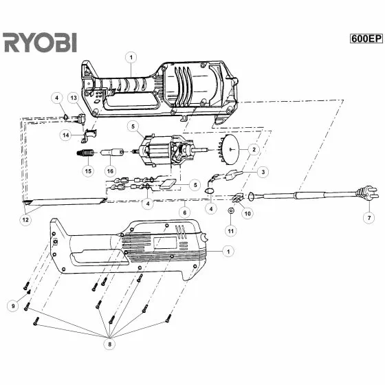 Ryobi 600EP Spare Parts List Type: 1000021981