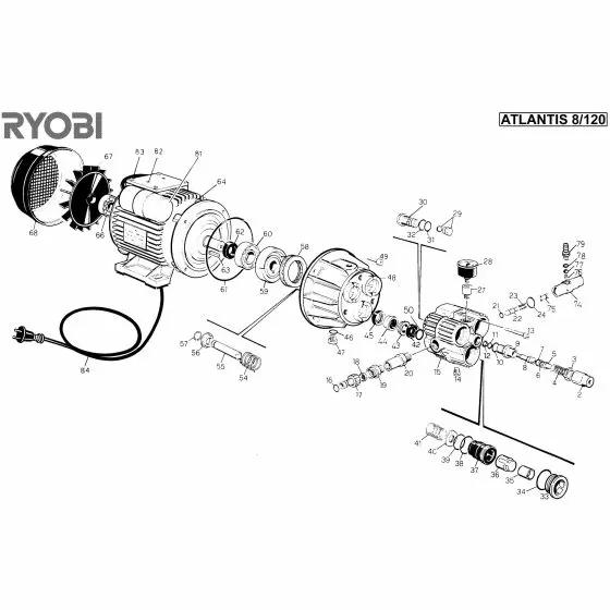 Ryobi ATLANTIS1208 Spare Parts List Type: 11000021166