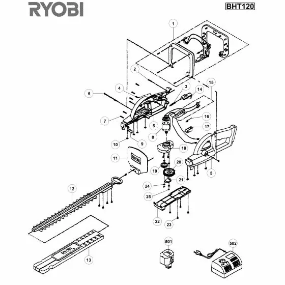 Buy A Ryobi BHT120 Spare part or Replacement part for Your Hedge Trimmer and Fix Your Machine Today