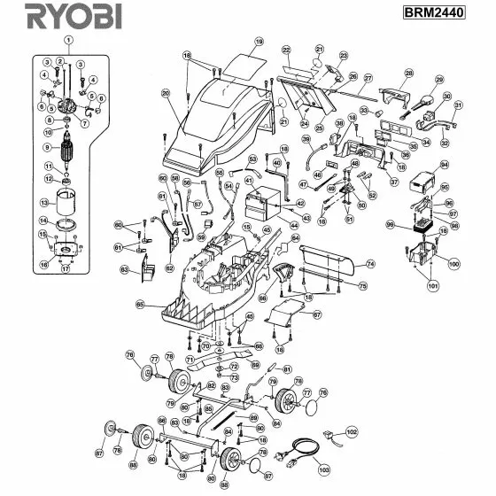 Ryobi BRM2440 Spare Parts List Type: 1000058538