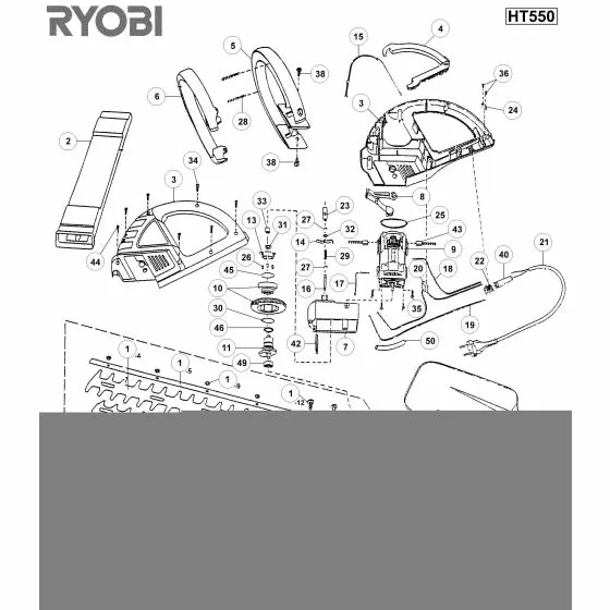 Buy A Ryobi HT550 Spare part or Replacement part for Your Hedge Trimmer and Fix Your Machine Today