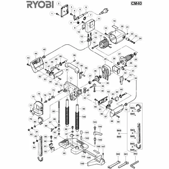 Buy A Ryobi CM40 Spare part or Replacement part for Your Chain Mortiser and Fix Your Machine Today