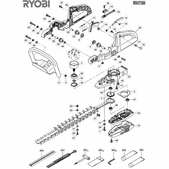 Ryobi RH750 Spare Parts List Type: 1000018280