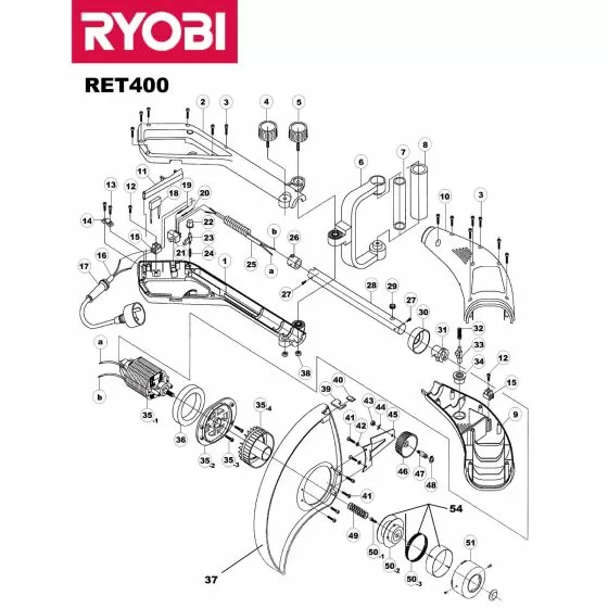 Ryobi RET400 Spare Parts List 
