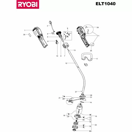 Ryobi ELT1040 CARBON BRUSH Item discontinued Spare Part 