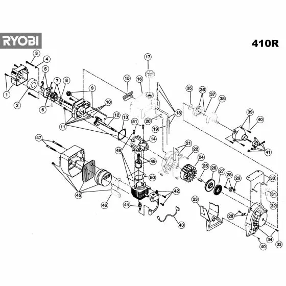Ryobi 410R Spare Parts List Type: 11000017489