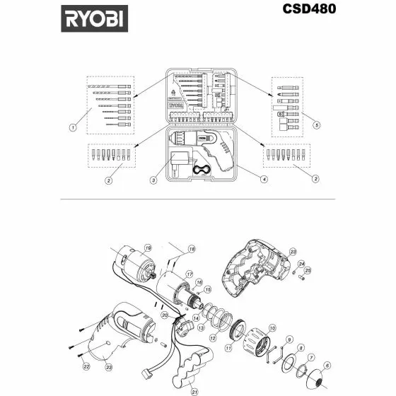 Buy A Ryobi CSD480 Spare part or Replacement part for Your Cordless Screwdriver and Fix Your Machine Today