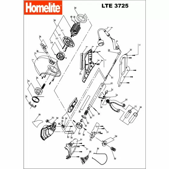 Homelite LTE3725 Spare Parts List Type: 1000036206