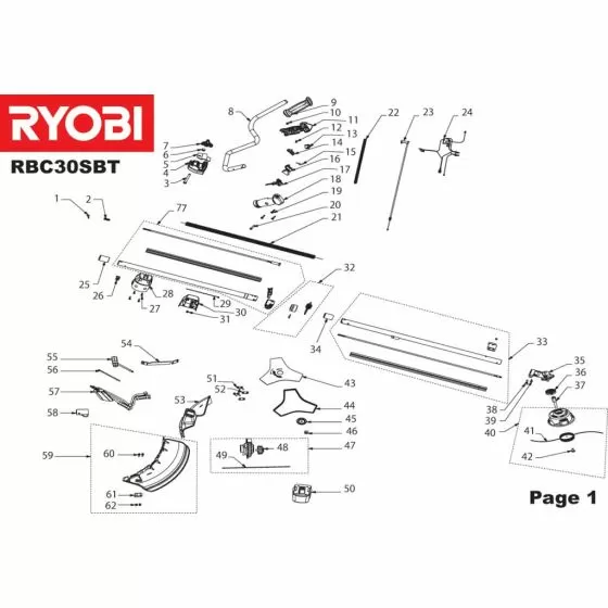 Ryobi RBC30SBT Type No: 5133000032 Spare Part List 