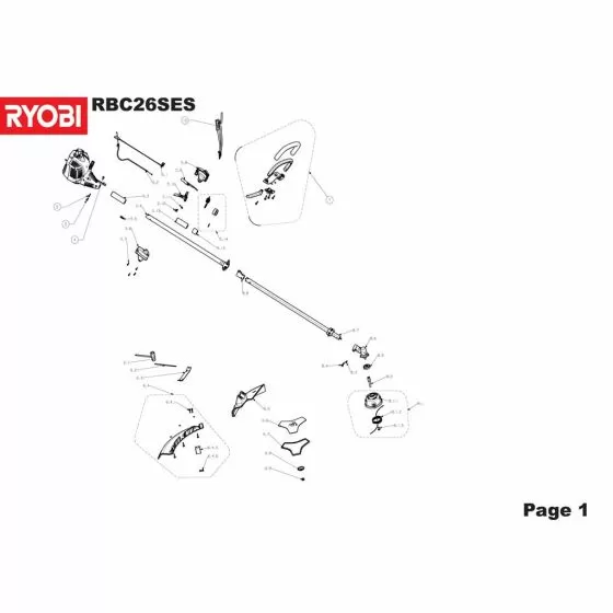 Ryobi RBC26SES Type No: 5133000288 Spare Part List