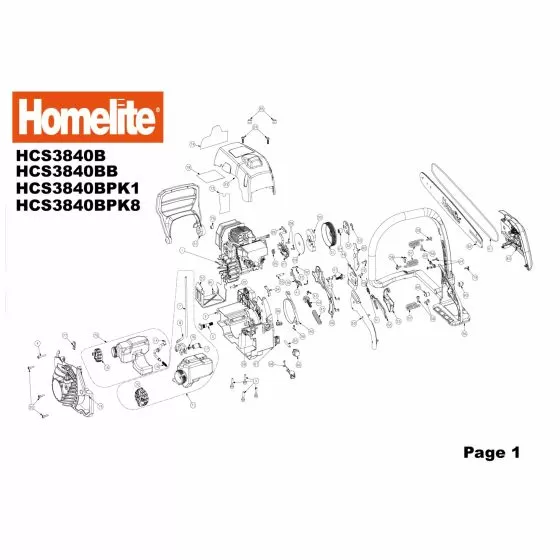Homelite HCS3840B Spare Parts List Type: 5134000118 