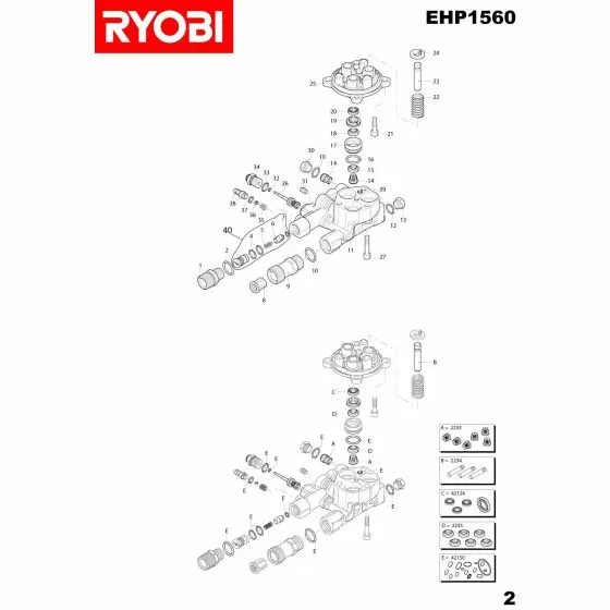 Ryobi EHP1560 Spare Parts List Type: 15133000883