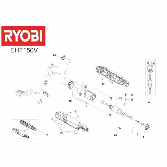 Ryobi EHT150V150W FLEXIBLE SHAFT 5131031038 Spare Part Serial No: 4000444118