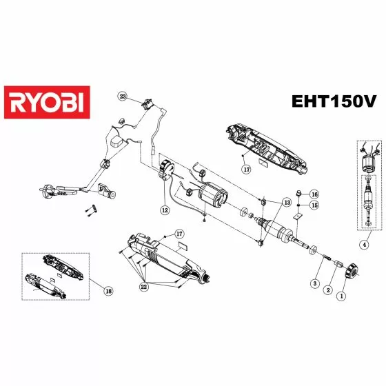 Ryobi EHT150V Spare Parts List Type: 5133000754