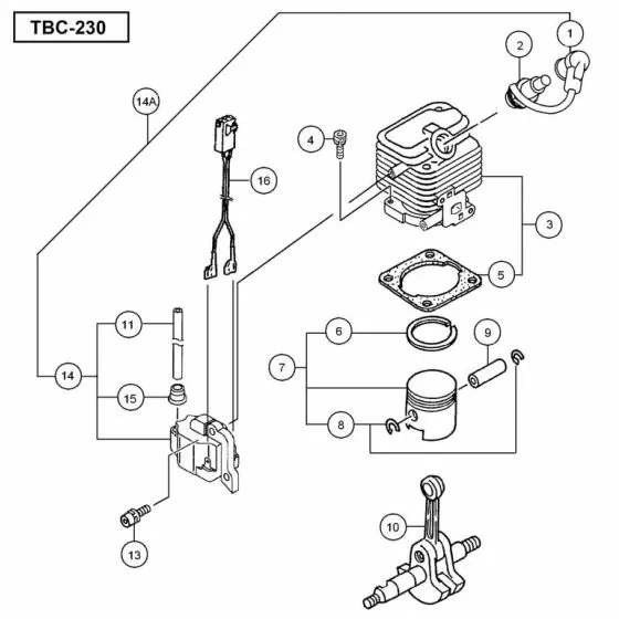 Tanaka TBC-230 Spare Parts List