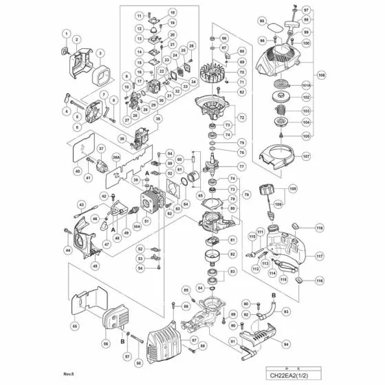 Hitachi CH22EA2 Spare Parts List