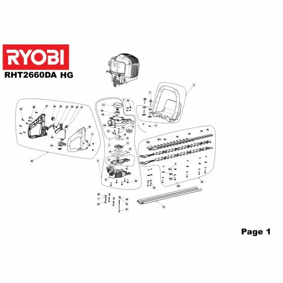 Ryobi RHT2660DA Spare Parts List Type: 5133001647