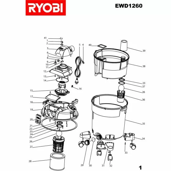 Ryobi EWD1260 Spare Parts List Type: 15133000279