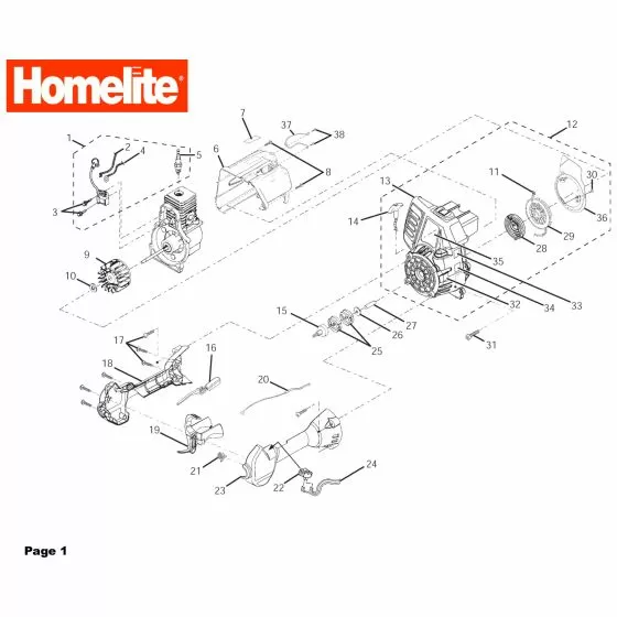 Homelite F3040 Spare Parts List Type: 1000014445