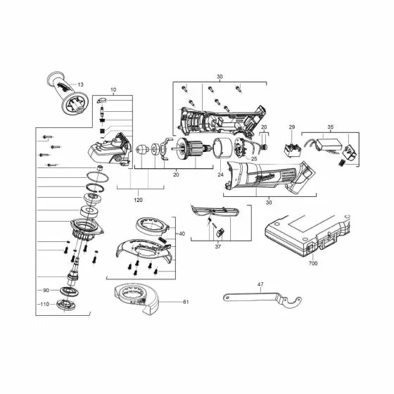 Milwaukee HD18 AG-115 GEAR KIT with armature 4931448733 Spare Part Serial No: 4000431373