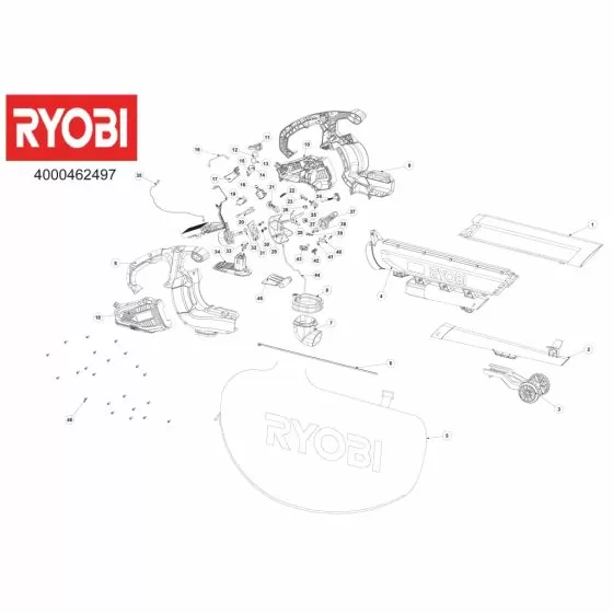 Ryobi OBV18 Spare Parts List Serial No: 4000462497