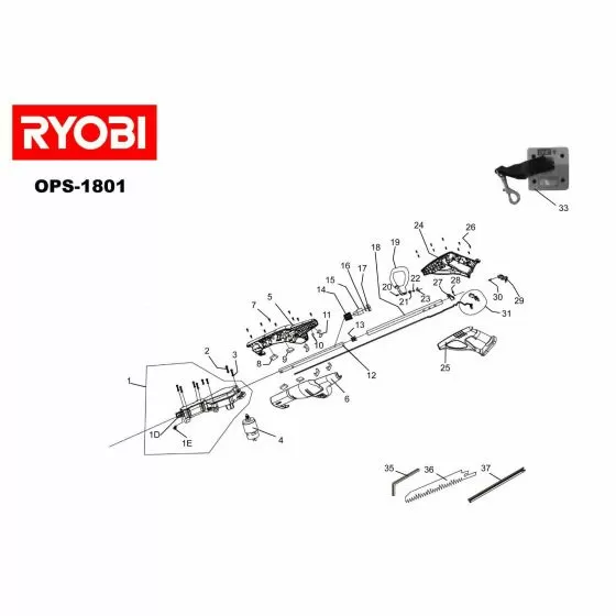 Buy A Ryobi OPS1801 Spare part or Replacement part for Your Pruner and Fix Your Machine Today