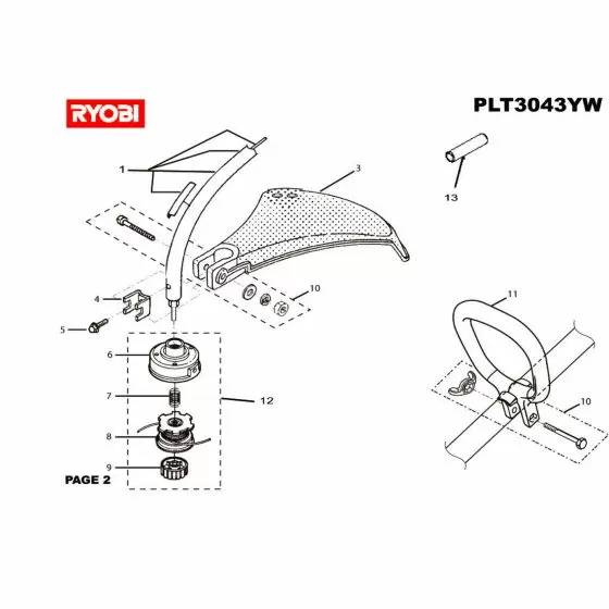 Ryobi PLT3043YW Spare Parts List 