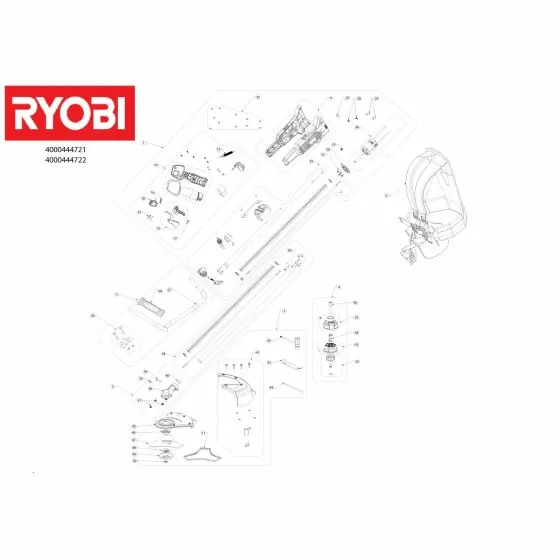 Ryobi RBC18X20B4 GRASS CUTTER Item discontinued Spare Part Type: 513300528