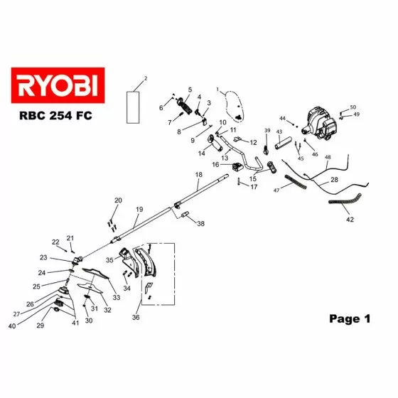 Ryobi RBC254FC Type No: 5133000029 Spare Part List