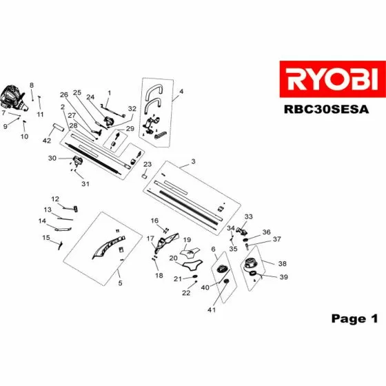 Ryobi RBC30SESA Spare Parts List 