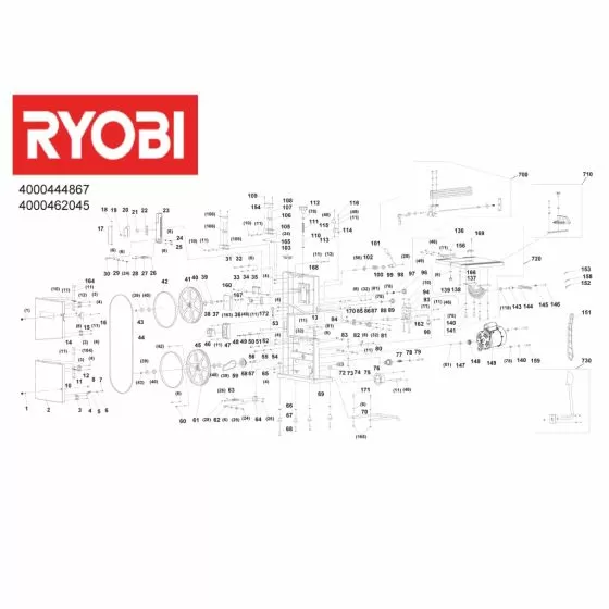 Ryobi RBS904 ACCEPTANCE 5131038656 Spare Part Serial No: 4000462045