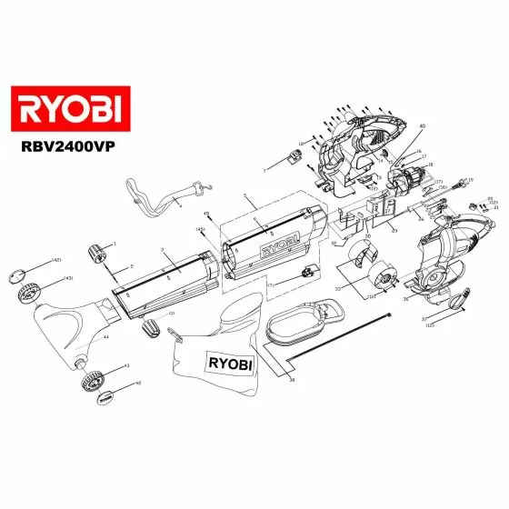 Ryobi RBV2400VP WHEEL COVER RBV2400VP Item discontinued Spare Part 