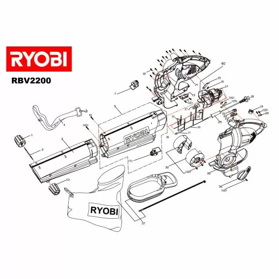 Ryobi RBV2200 HOUSING SUPPORT RBV2200 Item discontinued Spare Part 