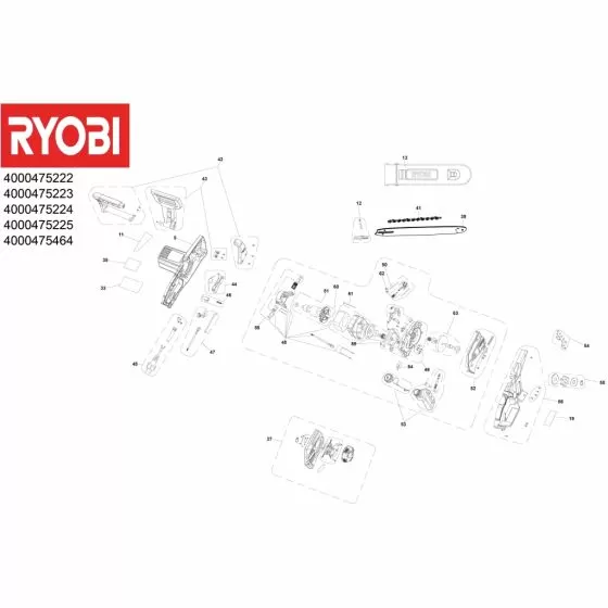 Ryobi RCS1835B Spare Parts List Serial No: 4000475464