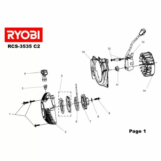 Ryobi RCS3535C2 SPRING 5131011788 Spare Part 