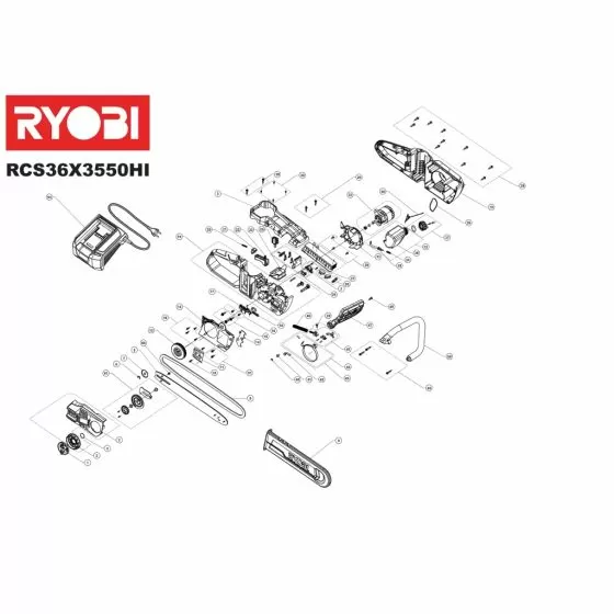 Ryobi RCS36B35HI 40V BRUSHLESS MOTOR CONTROLLER AND BAT 5131036249 Spare Part Serial No: 4000444193