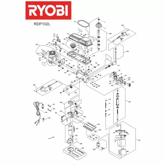Ryobi RDP102L WORM GEAR WHEEL 5131037701 Spare Part Serial No: 4000462046